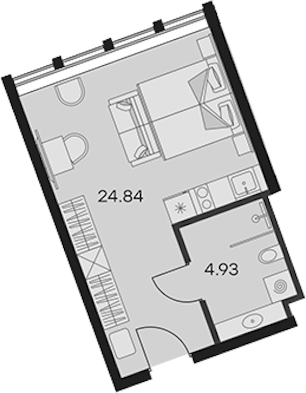 Квартира студия 29.77 м², 14/15 эт., Апарт-отель «Апарт-отель 25-7 Заневский»